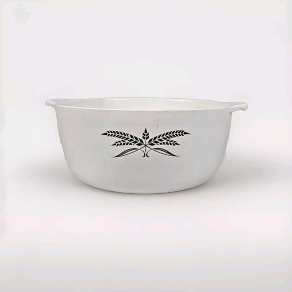 Vintage Black & White‎ Wheat Sheaf Anchor Hocking Large Casserole Dish no lid